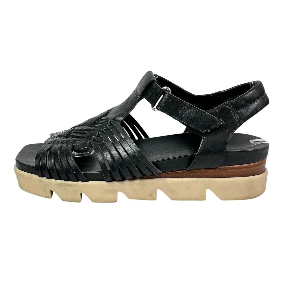 Bernardo Cora Huarache Women's Black Open Square Toe Strappy Wedge Sandals 8.5